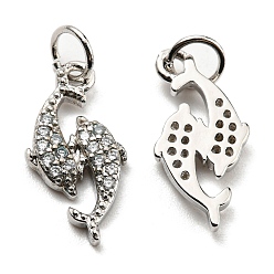 Платина Стойка металлическая латунная микропрофилированная кубическая циркония подвески, без свинца и без кадмия, дельфин, платина, 16.5x8x2 мм, отверстие : 3 мм