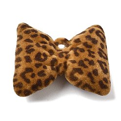 Bowknot Флокированные акриловые подвески, рисунок для леопарда, бантом прелести, 37x49x17.5 мм, отверстие : 3.5 мм