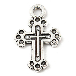 Argent Antique Support pendentif de strass en alliage de style tibétain, croix, argent antique, s'adapter pour 1 mm strass, 19x12x1.5mm, Trou: 1.8mm, environ757 pcs / 500 g