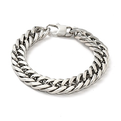 Нержавеющая Сталь Цвет Не тускнеет 201 браслет из кубинских звеньев из нержавеющей стали для мужчин и женщин, цвет нержавеющей стали, 9 дюйм (22.7 см)