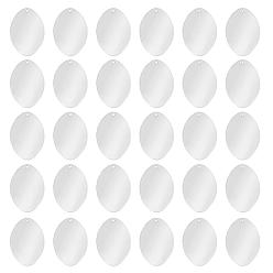 Silver Brass Pendants, Oval, Stamping Blank Tag, Silver Color Plated, 26x18x0.7mm, Hole: 1mm, 30pcs/box