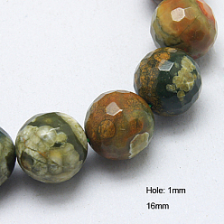 Rhyolite Jasper Natural Rhyolite Jasper Beads Strands, Faceted, Round, 16mm, Hole: 1mm