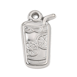 Stainless Steel Color 304 Stainless Steel Pendants, Lemon Drink Charms, Stainless Steel Color, 22.5x12.5x2mm, Hole: 2mm