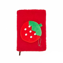 Клубника Прямоугольник с фруктами плюшевый блокнот, с бумагой внутри, дневник для школьных канцелярских принадлежностей, клубника, 210x140 мм