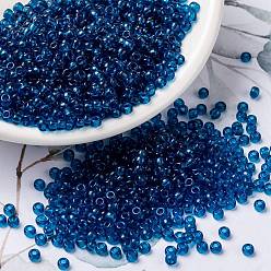 (RR149) Transparent Capri Blue Миюки круглые бусины рокайль, японский бисер, (rr 149) прозрачный синий капри, 8/0, 3 мм, отверстие : 1 мм, Около 2111~2277 шт / 50 г