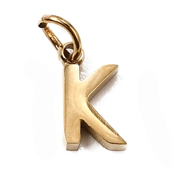 Letter K 304 Edelstahl Reize, Brief Reize, poliert, Ionenbeschichtung (ip), echt 18 k vergoldet, Buchstaben k, 8x4.5x2 mm, Bohrung: 2.5 mm