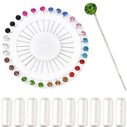 (52) Непрозрачная лаванда 1 набор железных брошей со стразами, с 10шт. латунной фурнитурой для броши, английские булавки для шитья без зацепок для женских украшений, шалей, свадебных украшений, разноцветные, 99.5x6 мм, 30 шт / комплект