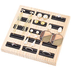 Black 15-Slot Bamboo Ring Display Stands, Square, Black, 15x15x1.7cm