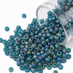 (167BDF) Transparent AB Frost Teal TOHO Round Seed Beads, Japanese Seed Beads, (167BDF) Transparent AB Frost Teal, 8/0, 3mm, Hole: 1mm, about 1110pcs/50g