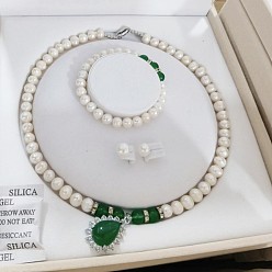 Натуральный Агат Ожерелья из круглых бусин из натурального агата, браслеты из бисера и комплекты серег-подвесок, слеза, 18.70~19.69 дюйм (475~500 мм)