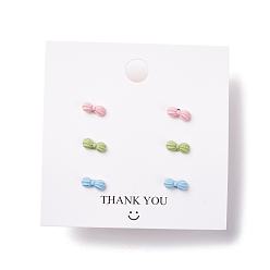 Mixed Color Bowknot Resin Stud Earrings Set for Girl Women, with 925 Sterling Silver Plated Pins, Mixed Color, 4.5x10.5x3mm, Pin: 0.7mm, 3 pairs/set