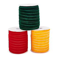 (52) Непрозрачная лаванда 3 рулоны 3 цвета односторонняя бархатная лента, разноцветные, 3/8 дюйм (9.5~10 мм), о 50yards / рулон (45.72 м / рулон), 1 рулон / цвет