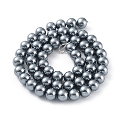 Slate Gray Eco-Friendly Dyed  Glass Pearl Round Beads Strands, Grade A, Cotton Cord Threaded, Slate Gray, 8mm, Hole: 0.7~1.1mm, about 52pcs/strand, 15 inch