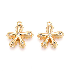 Прозрачный Латунные микро проложить кубического циркония подвески, , долговечный, без никеля , реальный 18 k позолоченный, прозрачные, 19~19.5x18x4 мм, отверстие : 1.5 мм