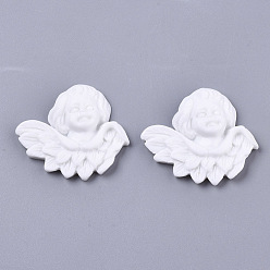 White Opaque Resin Cabochons, Angel, White, 30x32.5x8mm