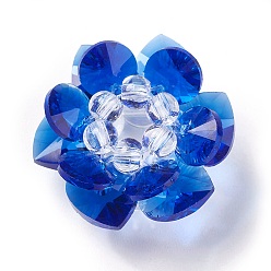 Blue Glass Woven Beads, Cluster Beads, Lotus, Blue, 25~28x14mm, Hole: 5mm