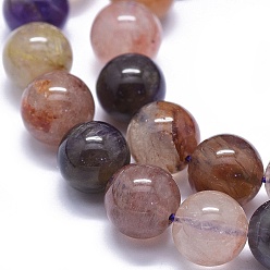 Rutilated Quartz Natural Rutilated Quartz Beads Strands, Round, 10mm, Hole: 1mm, about 38pcs/strand, 15.3 inch(39cm)