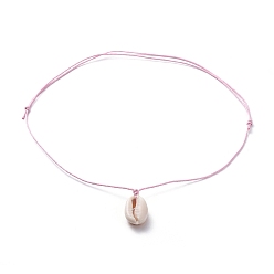 Pink Регулируемые подвесные ожерелья, с вощеным хлопковым шнуром и бусинками из каури, розовые, 13.94 дюйм ~ 28.74 дюйм (35.4~36.5 см)