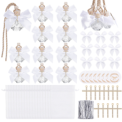 Couleur Mélangete Bouteilles de parfum en verre suspendues de voiture, avec étiquettes cadeaux, alliage avec pendentifs en strass cristal, sacs à cordon en organza, Accessoires décoratifs en satin de polyester, attaches métalliques des plastiques, couleur mixte, 22.1 cm