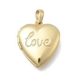 Настоящее золото 18K Подвески-медальоны в форме сердца из латуни ко Дню святого Валентина, без кадмия и без свинца, долговечный, стойки покрытие, реальный 18 k позолоченный, 22.5x19.5x6 мм, отверстие : 6.5x3.5 мм