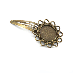 Античная Бронза Заколка для волос из сплава с круглыми пустыми подставками, настройки кабошонов безеля, античная бронза, внутренний диаметр: 20 мм