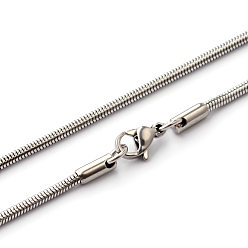Нержавеющая Сталь Цвет Устойчивые к потускнению 201 ожерелья из змеиных цепей из нержавеющей стали, с карабин-лобстерами , цвет нержавеющей стали, 18.5 дюйм (47 см)
