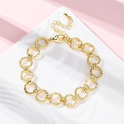 Настоящее золото 18K Латунные кольца звенья цепи браслеты для женщин мужчин, долговечный, без кадмия и без свинца, стойки покрытие, реальный 18 k позолоченный, 7-7/8 дюйм (20 см)