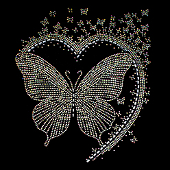 Claro Mariposa, purpurina, resina termoadhesiva, diamantes de imitación, hierro en parches, zapatos de vestir ropa de decoración, Claro, 26.2x22.2x0.1 cm