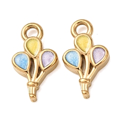 Разноцветный 304 подвески из нержавеющей стали, с эмалью, подвески из воздушных шаров, реальный 18 k позолоченный, ионное покрытие (ip), красочный, 13.5x7.5x2 мм, отверстие : 1.6 мм