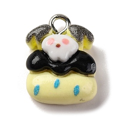 Candy Подвески из непрозрачной смолы на тему хэллоуина, с платиновыми железными петлями, конфеты, 16.5x12x6.5 мм, отверстие : 2 мм