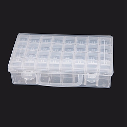 Прозрачный 32 отделения съемные пластиковые контейнеры для шариков, ящик для хранения стразов для нейл-арта, прозрачные, 22.3x12.8x5.5 см