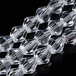 Прозрачный Прозрачные граненые стеклянные бусины нити, двухконусные, прозрачные, 8x8 мм, отверстие : 1.5 мм, около 38 шт / нитка, 11.81 дюйм (30 см)