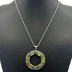 Ring Сплав паве натуральный красочный кулон из ракушки абалон винтажные эффектные ожерелья, платина, кольцо