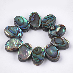 Green Abalone Shell/Paua Shell Beads, Oval, Green, 12x8x3.5~4mm, Hole: 1mm