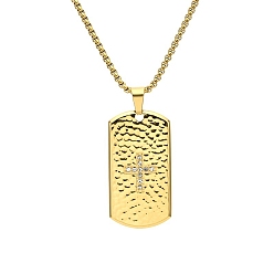 Золотой Ожерелья с подвеской из нержавеющей стали с крестообразным ярлычком и стразами, с коробкой цепей, золотые, 23.62 дюйм (60 см)