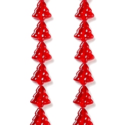 Красный Прозрачные стеклянные бусины, Рождественские елки, красные, 15.5~16x14.5~15x4.5~5 мм, отверстие : 1 мм, около 40 шт / нитка, 25.20~25.59 (64~65 см)