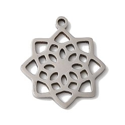 Нержавеющая Сталь Цвет Не тускнеет 5шт 201 подвески из нержавеющей стали, лазерная резка, мандала цветок очарование, цвет нержавеющей стали, 17x15x1 мм, отверстие : 1.2 мм