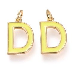 Letter D Messing Emaille-Anhänger, mit Sprungring, langlebig überzogen, echt 18 k vergoldet, letter.d, Champagner gelb, letter.d, d: 17x11x1.8mm, Biegeringe: Innendurchmesser: 3 mm