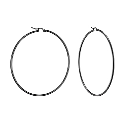 Gunmetal 304 Stainless Steel Big Hoop Earrings, Hypoallergenic Earrings, Ring Shape, Gunmetal, 12 Gauge, 64~66x2mm, Pin: 0.7x1mm