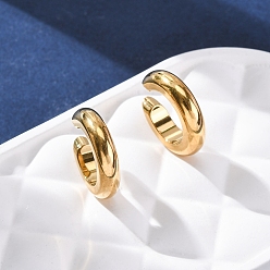 Настоящее золото 18K C-образные 304 серьги-манжеты из нержавеющей стали, женские серьги без пирсинга, реальный 18 k позолоченный, 13.5x3 мм