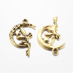 Античное Золото Цинка прелести фея сплава спрайт, символы подвесками в сказках, Хэллоуин, без кадмия и без свинца, античное золото , длиной около 25 мм , шириной 14 мм , толщиной 3 мм , отверстие : 2 мм