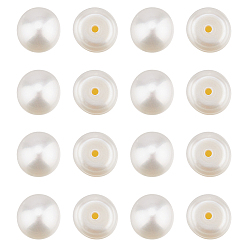 Белый 9 пары бусин из натурального культивированного пресноводного жемчуга класса ААА, половине просверлил, полукруглый, белые, 6~6.5x5 мм, отверстие : 1 мм