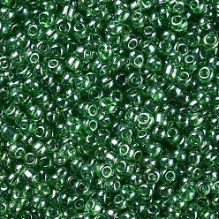 Green Glass Seed Beads, Trans. Colours Lustered, Round, Green, 2mm, Hole: 1mm, 30000pcs/pound
