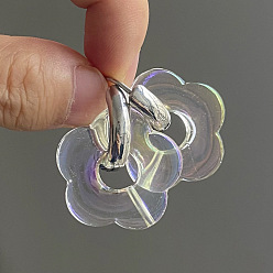 Прозрачный Серьги-кольца из акрила и нержавеющей стали с цветком, золотые, прозрачные, 35 мм