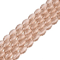 BurlyWood Transparent Glass Beads Strands, Rice, Faceted, BurlyWood, 8~9x5~6mm, Hole: 0.9~1mm, about 67~68pcs/strand, 22.83~23.62 inch(58~60cm)