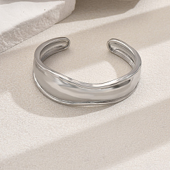 Платина Широкий нерегулярный открытый браслет-манжета из латуни для повседневного уличного стиля, платина, Внутренний диаметр: 6~7 cm