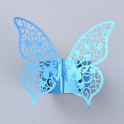 Sky Blue Butterfly Paper Napkin Rings, for Weddings Party Serviette Table Decoration, Sky Blue, 6.7x21.3x0.03cm, Roll: 4.5cm