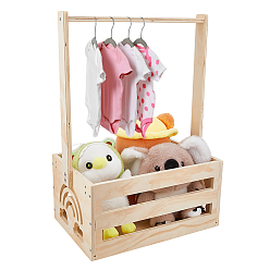 Радуга Прямоугольные деревянные ящики для детского душа, подарочные корзины для хранения детских вещей с ручками, бланшированный миндаль, радуга, 23x32.3x37.5 см