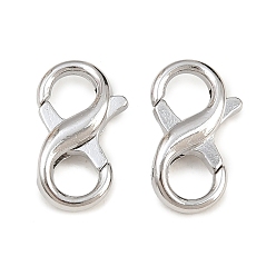 Platinum Alloy Lobster Claw Clasps, Number 8, Platinum, 18x10.5x4.5mm, Hole: 5mm
