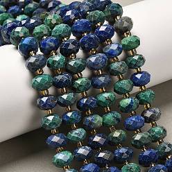 Хризоколла и Лазурит Натуральные бусы из хризоколлы и лазурита, граненые, рондель, с бисером, 9.5~10.5x6.5 мм, отверстие : 1.2 мм, около 44~45 шт / нитка, 15.35~15.47 дюйм (39~39.3 см)